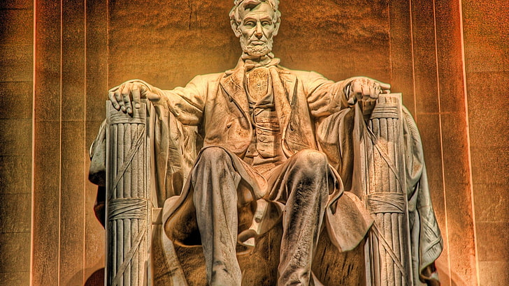 Abraham Lincoln statue, statue, stone, storage, HD wallpaper