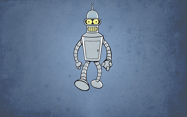 gray robot cartoon character, Bender, robot, Futurama, minimalism, HD wallpaper