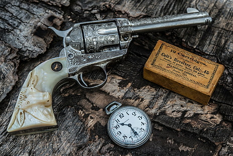 gun, ammunition, weapon, .45 Colt, HDR, revolver, HD wallpaper HD wallpaper