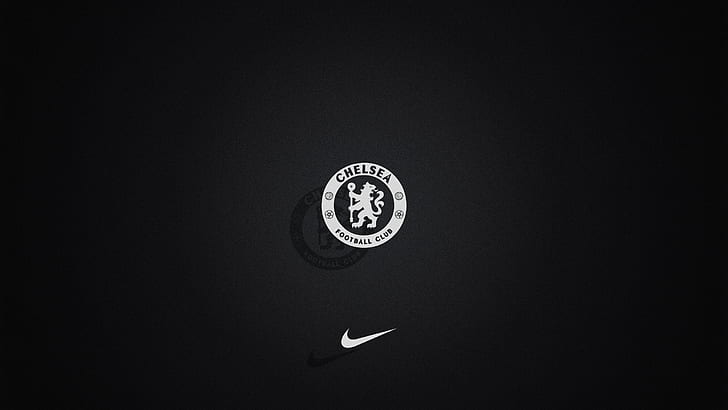 logotipo, Chelsea FC, Nike, fondo negro, monocromo, Fondo de pantalla HD