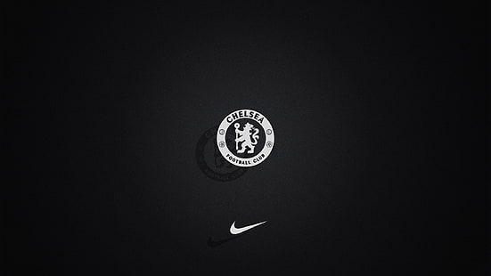 โลโก้, Chelsea FC, Nike, พื้นหลังสีดำ, ขาวดำ, วอลล์เปเปอร์ HD HD wallpaper