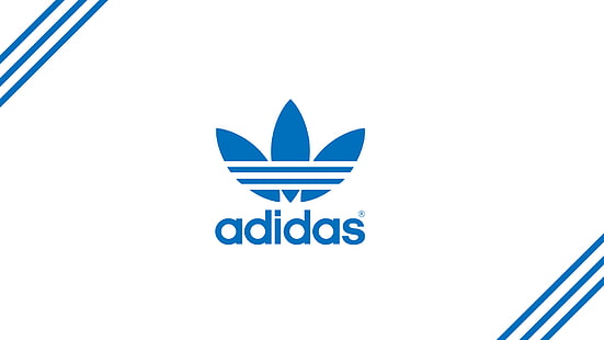 полоса, синяя, логотип, Adidas, фирма, HD обои HD wallpaper