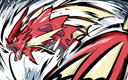 Shiny Gyarados from Pokemon illustration, ishmam, Pokémon, Gyarados, Shiny Mega Gyarados, HD wallpaper HD wallpaper