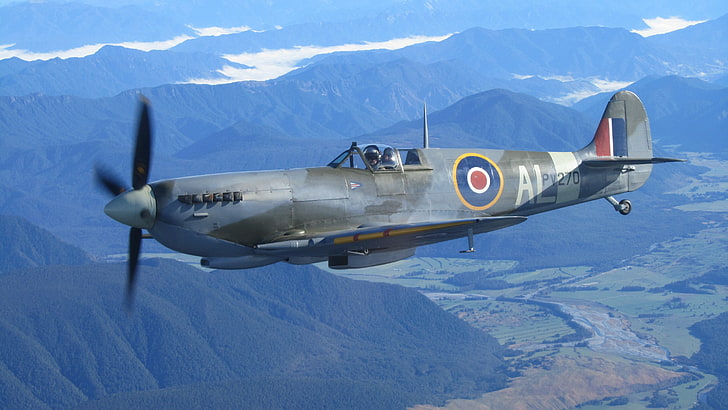 เครื่องบินเจ็ทสีเทาสงครามโลกครั้งที่สองทหารเครื่องบินเครื่องบินทหารสหราชอาณาจักรเครื่องบินพ่นไฟ Supermarine Spitfire Royal Airforce, วอลล์เปเปอร์ HD