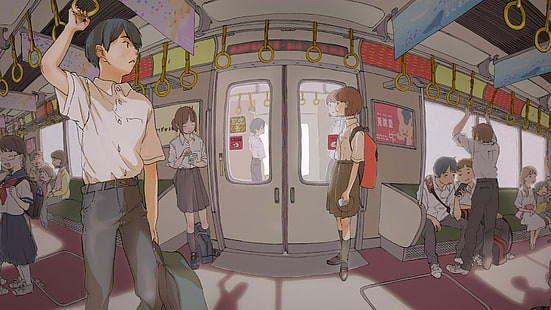 metro, metro, anime kızlar, anime erkek, Japonya, HD masaüstü duvar kağıdı HD wallpaper