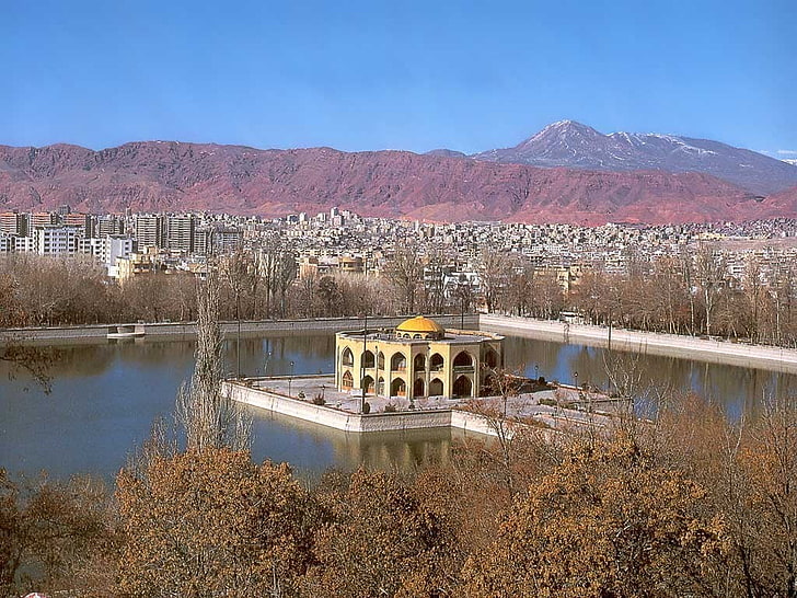 Maison en béton blanc et brun, Iran, Fond d'écran HD