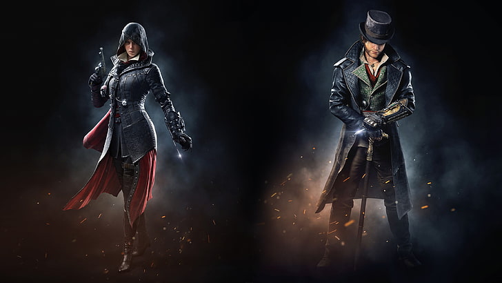 mantel hitam pria, video game, Syndicate Assassin's Creed, Jacob Frye, Evie Frye, Crysis, Wallpaper HD