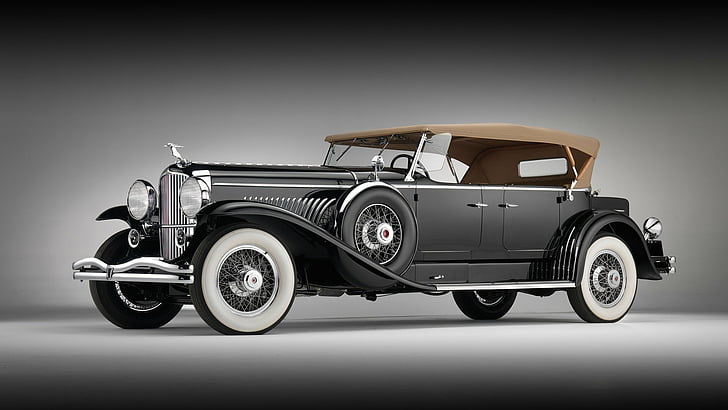 Duesenberg, Duesenberg Model J, czarny samochód, samochód, luksusowy samochód, stary samochód, zabytkowy samochód, Tapety HD
