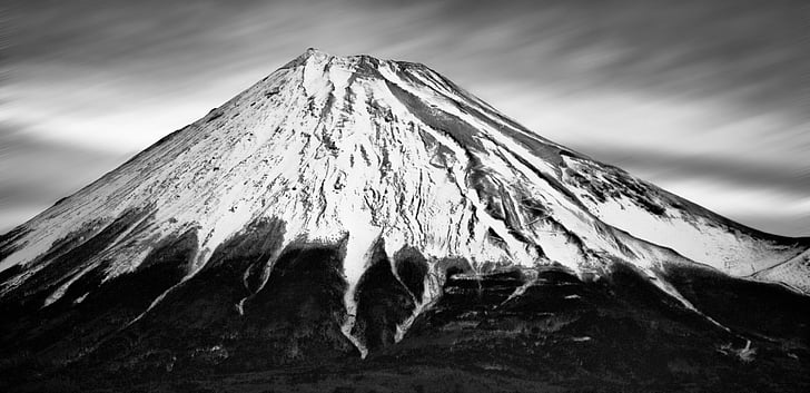 Volcanoes, Mount Fuji, Black & White, Japan, Volcano, HD wallpaper