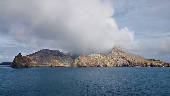 vulcão marinho, vulcão, whakaari, ilha branca, baía da abundância, nova zelândia, vulcão ativo, HD papel de parede HD wallpaper