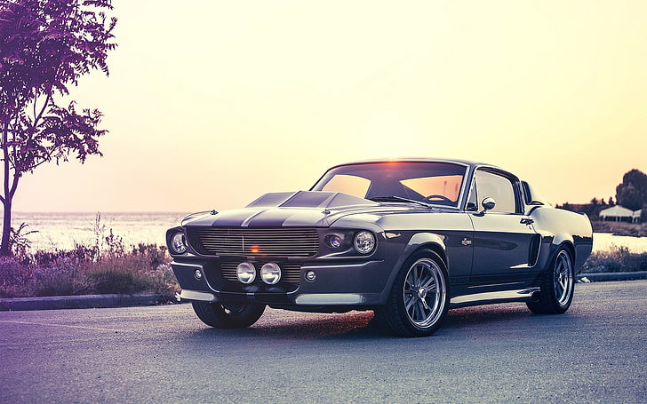 gris Ford Mustang Fastback Eleanor, Ford Mustang, Shelby, Shelby GT, muscle cars, voiture, vieille voiture, Ford Mustang Shelby, véhicule, Ford, Fond d'écran HD
