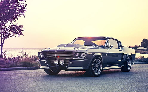 gris Ford Mustang Fastback Eleanor, Ford Mustang, Shelby, Shelby GT, muscle cars, coche, coche viejo, Ford Mustang Shelby, vehículo, Ford, Fondo de pantalla HD HD wallpaper