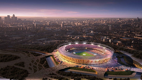 Лондонски олимпийски стадион, Лондон, олимпийски стадион в Лондон, спорт, 2012, футбол, Англия, природа и пейзажи, HD тапет HD wallpaper