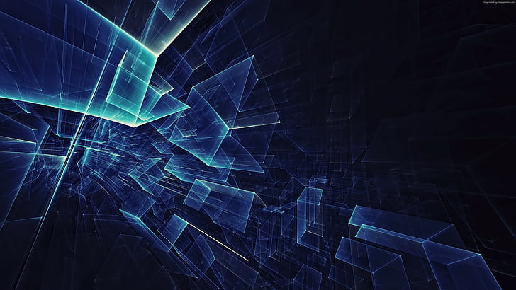 blue and blackgraphics wallpaper, abstract, geometry, HD wallpaper