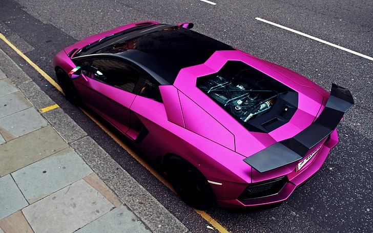 Lamborghini Aventador, coches de color rosa, coche, Lamborghini, vehículo, Lamborghini Aventador LP750-4 SV, Fondo de pantalla HD