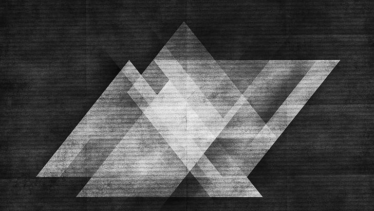 абстрактно, монохромно, триъгълник, произведение на изкуството, дигитално изкуство, геометрия, HD тапет