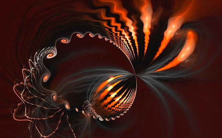 Playing with Fire, dark red, fire, abstract, fractal, HD wallpaper