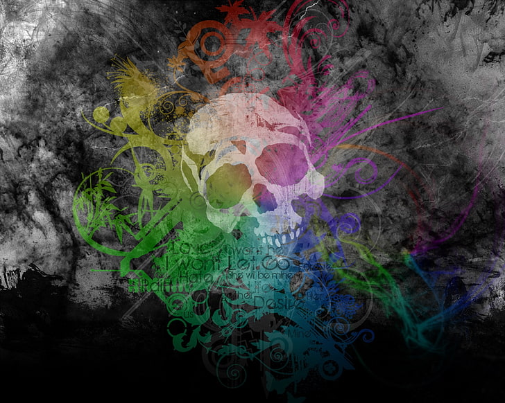 Artistic, Love, Colors, Dark, Diogo, Parreirao, Rainbow, Skull, HD wallpaper