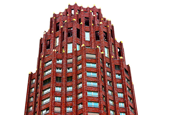 갈색 콘크리트 고층 빌딩, 스카이 스크 래퍼, 프랑크푸르트, 건물, 하늘, HD 배경 화면