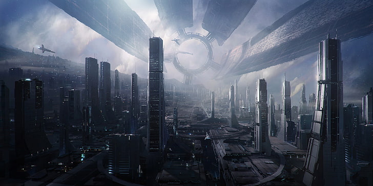 papel de parede de edifícios, Mass Effect, Citadel, ficção científica, HD papel de parede