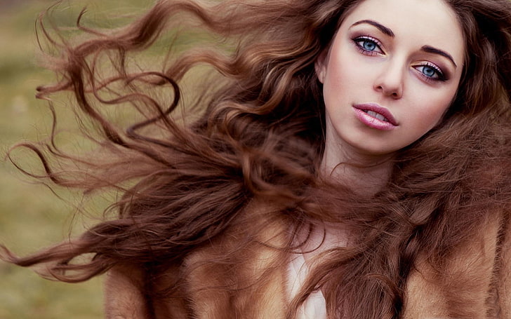 portrait romantique-photo HD Wallpaper, cheveux bruns des femmes, Fond d'écran HD