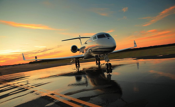 Avión privado, avión blanco, motores, avión, avión, privado, Fondo de pantalla HD