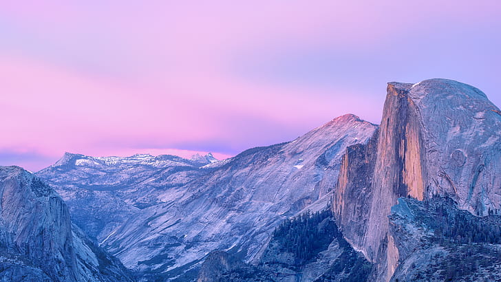 Sonnenaufgang, Yosemite-Nationalpark, Morgen, MacOS, Stock, 4 K, OS X Yosemite, Berge, El Capitan, HD-Hintergrundbild
