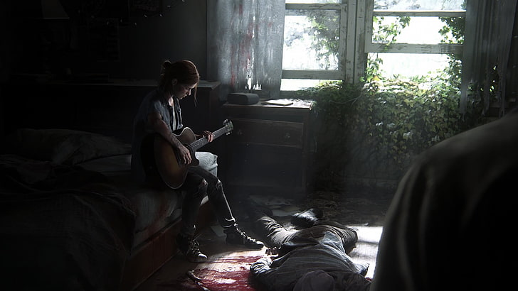 woman playing guitar wallpaper, The Last of Us Part 2, The Last of Us 2, video games, Ellie, HD wallpaper