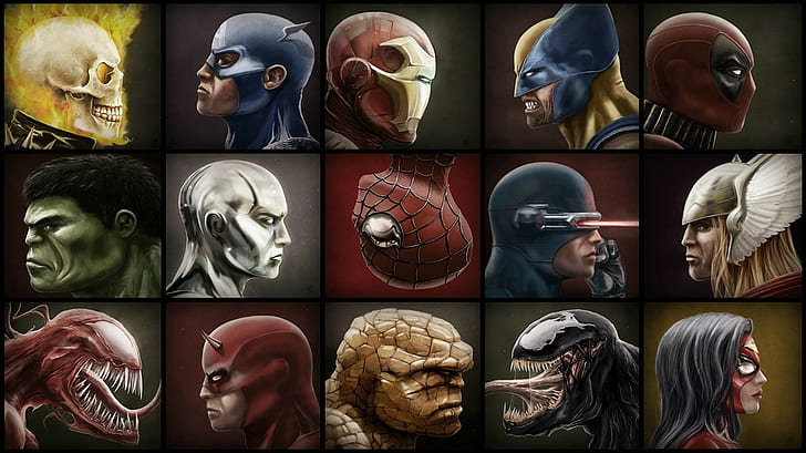 Superheros Villains HD, dessin animé / bande dessinée, méchants, super-héros, Fond d'écran HD