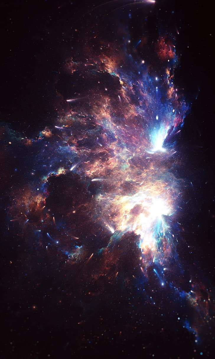 nebula, galaxy, meteors, space, motion, glow, HD wallpaper