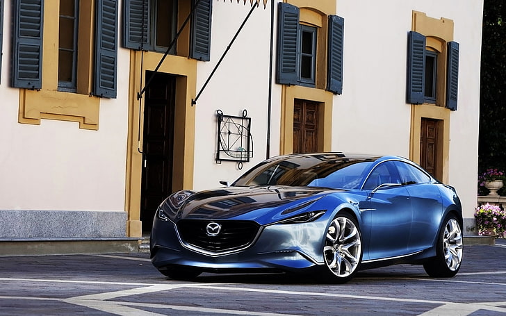 Mazda Shinari, berline Mazda bleue, Voitures,, fonds d'écran voiture de sport, fonds d'écran majda shinari, Fond d'écran HD
