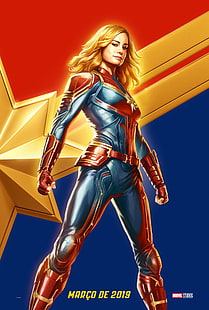 Captain Marvel, Marvel Cinematic Universe, Marvel Comics, Brie Larson, women, 2019 (Year), blonde, superheroines, Carol Danvers, HD wallpaper HD wallpaper