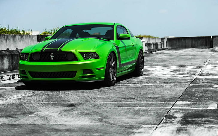 Ford Mustang Boss 302 Green Car, verde, chefe, ford, mustang, carros, HD papel de parede