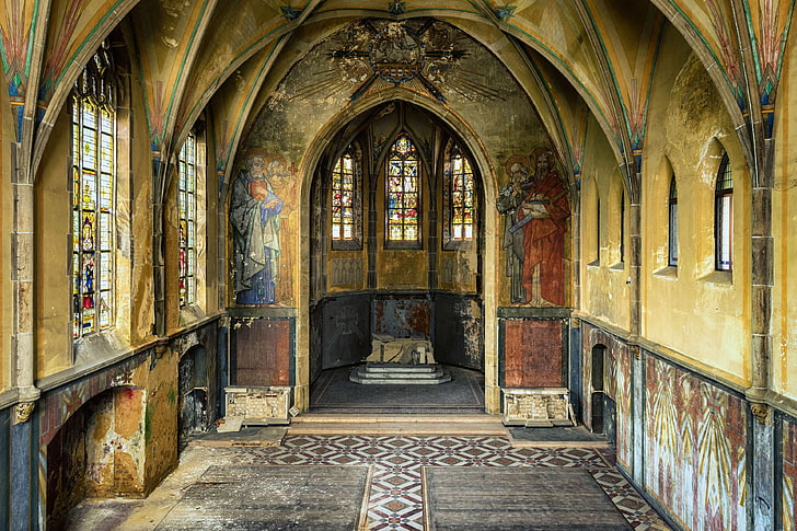 altar, architecture, atmosphere, broken, building, catholic, chapel, church, empty, faith, franciscan, god, gothic, house of prayer, lapsed, leave, lost places, pray, religion, rest, silent, HD wallpaper