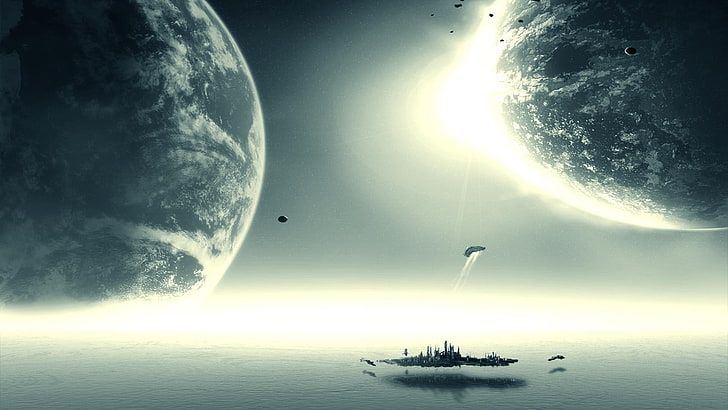 schwarzes und graues Schiff, Weltraum, Science Fiction, HD-Hintergrundbild