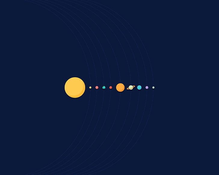 Слънчева система, минимализъм, HD тапет