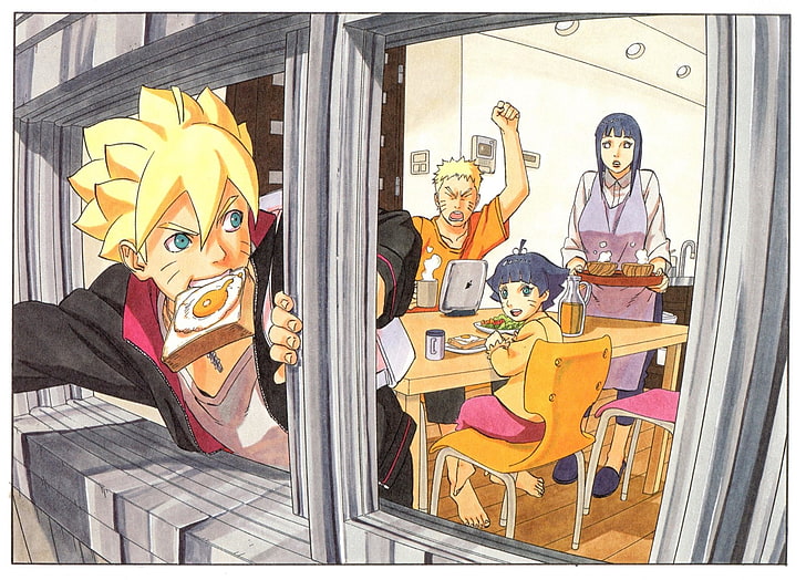 Boruto illustration, Anime, Boruto, Boruto Uzumaki, Himawari Uzumaki, Hinata Hyūga, Naruto, Naruto Uzumaki, HD wallpaper