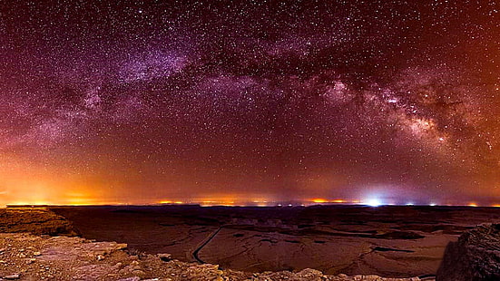 млечен път, пустиня, звездна нощ, нощно небе, нощ, небе, звезди, HD тапет HD wallpaper