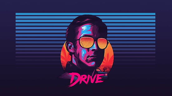 Ryan Gosling, Drive, okulary przeciwsłoneczne, New Retro Wave, Tapety HD HD wallpaper