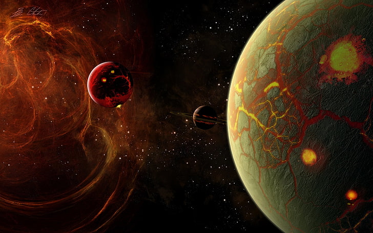 Planets The Energy Of The Star, solar system digital wallpaper, 3D, Space, star, HD wallpaper