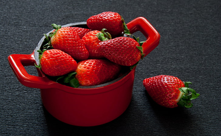 red, food, fruit, strawberries, HD wallpaper