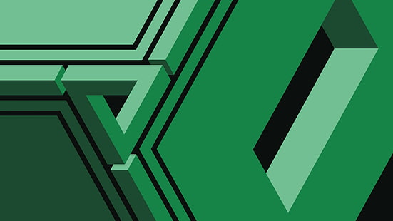 Геометрия, треугольник Пенроуза, абстрактный, минимализм, зеленый, 3D, геометрия, треугольник Пенроуза, абстрактный, минимализм, зеленый, 3d, HD обои HD wallpaper