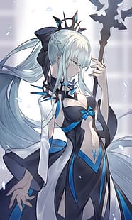 Anime, Anime Girls, Fate-Serie, Fate/Grand Order, Morgan le Fay, weißes Haar, langes Haar, Pferdeschwanz, HD-Hintergrundbild HD wallpaper