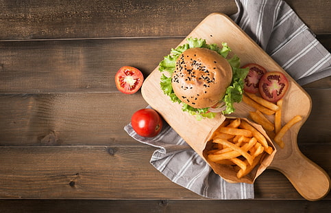 Essen, Burger, Pommes Frites, Stillleben, HD-Hintergrundbild HD wallpaper