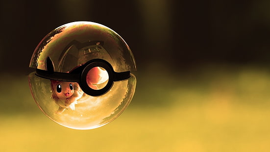fond d'écran numérique boule de Pokémon doré, Pokémon, Eevee, Pokéballs, Fond d'écran HD HD wallpaper