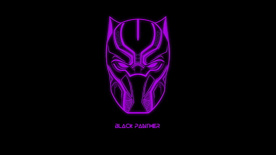 5K, лилав, тъмен фон, черен, черна пантера, минимален, комикси на Marvel, HD тапет HD wallpaper