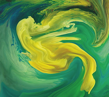 lukisan abstrak hijau dan kuning, Android, Garis, Kapur, Wallpaper, Kuning, Warna, Stok, Dua, OnePlus, Astraction, Wallpaper HD HD wallpaper