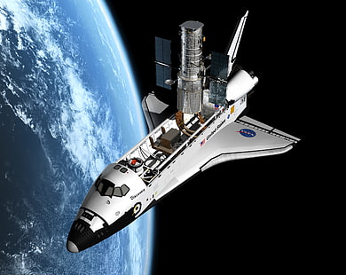 Space Shuttle Mission, navicella spaziale bianca della NASA, 3D, spazio, stati uniti, nasa, navetta, scoperta, Sfondo HD HD wallpaper