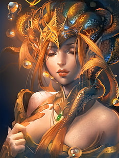 Medusa illustration, Sakimichan, realistisk, HD tapet HD wallpaper