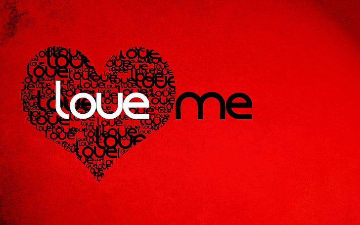Love Me, czerwona i czarna tapeta love me, Love``, czerwona, serce, Tapety HD